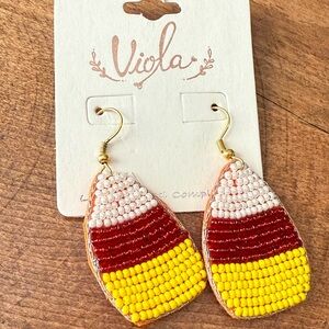 Multicolor Beaded Earrings - Candy Corn